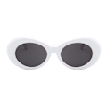 Miniatyrbillede 2 af 4: Hvid Store Runde Retro Solbriller Sort Glas hvid
