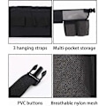 Miniatyrbild 3 av 5: Städverktygsbälte med 4 Fickor och 3 Elastiska Fack - Justerbart Städ Bälte i Nylon Mesh för Hemstädning - Verktygsväska med Bälte, Svart