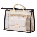 Miniatyrbillede 1 af 6: Åndbar fugttæt taske støvpose garderobe forseglet læder taske beskyttelse opbevaringstaske (beige M)