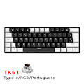 Miniatyrbild 1 av 3: Membran Gaming Tangentbord 61 Tangenter RGB Bakgrundsbelysning Ergonomisk USB-gränssnitt Dator Tangentbord för Windows System Kontor Hem Vit Svart