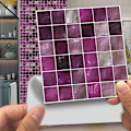 Pikkukuva 1 / 6: 20 kpl 3D mosaiikkilaattatarra itseliimautuva kodin sisustus 7# Purple 15x15cm