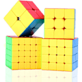Pikkukuva 1 / 5: Speed Cube -setti, 2x2 3x3 4x4 5x5 Tarraton Speed Cube -paketti - Kirkas Magic Cube -pakkaus, Sileä Cube-palapeli lahjapakkauksella - 4 kpl - -