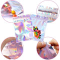 Miniatyrbilde 3 av 5: 100 Stykker Mylar Ziplock-poser, 10x15cm Folieposer Gjenlukkbare Ziplock-poser Holografiske Luktsikre Poser for Festgaver Mat Godteri Kjeks Smykker