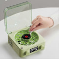 Miniatyrbillede 4 af 5: Lille Retro Vinyl Trådløs Højttaler Bluetooth-kompatibel Højttaler med Sengelampe til Kontor Soveværelse