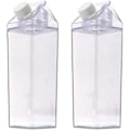 Miniatyrbild 1 av 5: 2 st Klar Mjölkkartong Vattenflaska Transparent Mjölkförpackning Juiceflaska Bärbar Återanvändbar Mjölkflaskor Lemonad Juiceburk Dryckesbehållare 500ML
