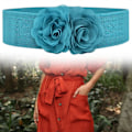 Miniatyrbilde 3 av 5: Elastisk midjebelte, bredt belte for kvinner for bluse, genser, maxi-skjorter Blue