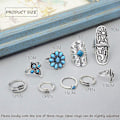 Miniatyrbillede 2 af 5: Boho Knuckle Rings Sæt Sølv Turkis Stabelbare Fingerringe Justerbare Åbne Ringe Midi Størrelse Led Knuckle Ring Sæt til Kvinder og Piger 9 stk