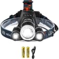 Oppladbar LED-hodelykt, 5000 lumen hodelykt, supersterk T6 LED-hodelykt, vanntett hodelykt med 2 batterier, USB-ladekabel for ca.