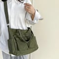Miniatyrbild 4 av 5: Mångsidig Crossbody Väska Handväska Tote Axelväska för Flickor Kvinnor Messenger Väska Skolväska Canvasväska Justerbar Rem Beige Beige