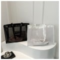 Miniatyrbillede 3 af 3: Transparent Strand Nylon Taske Mesh Tote Shoppingtaske Sort