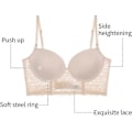 Miniatyrbillede 3 af 5: Dame BH med Lav Ryg Push Up Dyb V Rygløs BH Blonde Bøjle Konvertibel BH 36DD