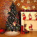 Miniatyrbilde 5 av 5: N&T NIETING Jute Juletre Skjørt, 76 cm Glitter Juletre Skjørt Full Snøfnugg Prikk Rustikk Julematte for Julebord Xmas Dekor
