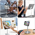 Miniatyrbilde 2 av 5: Oppgradert iPad-nettbrettstativ for skrivebord, justerbar skrivebordsmobiltelefon-nettbrettstativholder for iPad Pro 9.7, 10.5, 11, 12.9 Air Mini 5./6. generasjon