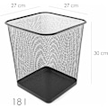 Miniatyrbillede 2 af 5: Skrivebordsaffaldsspand 18L - Mesh Metal Gitter Papirkurv, Kontor, Soveværelse Affaldsspand, Metal Affaldsspand - Sort