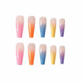 Miniatyrbillede 6 af 7: 24 stk Gradient Color Rainbow Kids Snap Nails Pre-lim