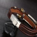Miniatyrbillede 4 af 4: Læder Reb Flettet Multilayer Armbånd