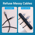 Miniatyrbilde 5 av 6: Desktop-kabelorganisering Silikon USB-kabelopptrekker black 3 clips