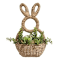 Miniatyrbild 1 av 4: Påskhare Vävd Korg Rustika Blommor Displaykrukor för Dekorationer till Ytterdörren