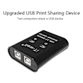 Miniatyrbild 2 av 5: USB-skrivardelningsenhet, 2 in 1 ut skrivardelningsenhet, 2-portars manuell KVM-switchsplitter