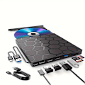 Pikkukuva 1 / 5: Monitoiminen ulkoinen optinen asema DVD-kirjoitin 7 in 1 USB3.0TYPE voidaan liittää ulkoiseen U-levyyn ja sitä voidaan laajentaa kortin avulla