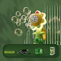 Miniatyrbild 1 av 5: Bubbelmaskin Leksak Elektrisk Automatisk Solros Skakande Huvudjustering Ljus Dansande En-knapps Bubbelblåsare Leksak För Barn Yellow