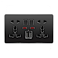 Miniatyrbilde 1 av 5: Multifunksjonell UK 13A Veggkontakt Trykknapp 2.1A Dobbel USB Ladeport Tre-hulls To-hulls Hjem