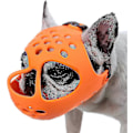 Miniatyrbild 1 av 5: Hundmunstycke för korta nosar, Mjukt Silikon Andningsbart Bulldoggmunstycke för Biting, Tuggande, Slickande, Perfekt för Plattnosade Hundar Orange L