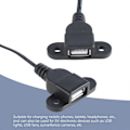 Miniatyrbillede 4 af 5: USB Splitterkabel med ørehuller, vægmonterbar, kun opladning, forlængerledning til mobile enheder og elektronik - Sort Black