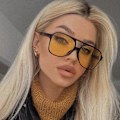 Pikkukuva 4 / 5: Vintage Aviator -aurinkolasit naisille ja miehille, 70-luvun lasit, retro, ylisuuret keltaiset linssit