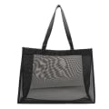 Miniatyrbillede 1 af 3: Transparent Strand Nylon Taske Mesh Tote Shoppingtaske Sort