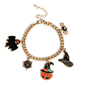 Pikkukuva 2 / 5: Halloween-naisten rannekoru Halloween-helmirannekoru joustava rannekoru haamu kurpitsa hämähäkki kissa noita riipus rannekoru Halloween-asu korut