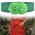Miniatyrbilde 2 av 5: Elastisk midjebelte, bredt belte for kvinner for bluse, genser, maxi-skjorter Green