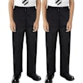 Miniatyrbilde 1 av 5: Barnebukser Gutter Ensfarget Skoleuniform Dra Opp Vanlig Passform Elastisk Bukse Jet Black 2 Pack 9-10 Years