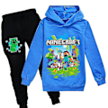 Miniatyrbild 1 av 2: Minecraft Spel Träningsdräkt med Huvtröja Barn Unisex Sport Hoodie Byxor Set Blue 13-14 Years