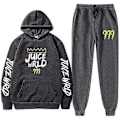 Miniatyrbild 1 av 5: Ny Juice World Hoodie Träningsoverall Sweatshirt + Joggingbyxor Juice Wrld Juice Wrld Juice Wrld Trap Rap Regnbåge Tomografi Juice Wrld Dark gray M