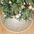 Miniatyrbillede 4 af 5: N&T NIETING Juletræstæppe i Jute, 76 cm Glitter Juletræstæppe Fuld Snefnug Prik Rustik Juletræsmåtte til Julefrokost Juledekoration