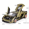 Pikkukuva 5 / 5: Leluautot Sian FKP3 Metallinen Automalli Valoilla ja Äänillä Vedettävä Leluauto Pojille 3+ Vuotta (Armeijanvihreä)