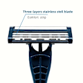 Miniatyrbilde 2 av 4: Slitesterkt manuelt barberhøvelsett med 6 blader - 1 ergonomisk håndtak, 6 refillblader, hårtrimming › ansiktsbarbering, sikkerhetsdeksel inkludert