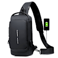 Miniatyrbild 2 av 5: Axelremsväska Herr Sling Bag Axelväska Stöldskydd Vattentät Bröstväska med USB-laddningsport Lättvikt med Lösenordslås