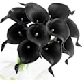 Miniatyrbild 1 av 4: 10 stjälkar Real Touch Calla Liljor Konstgjord Blombukett, Perfekt för Bröllop, Brud, Fest, Hemmakontor Dekor DIY (Svart)