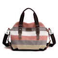 Miniatyrbild 1 av 3: Canvas vardaglig retro mode konstskola axelremsväska crossbody stor kapacitet damväska kontrastfärgsömnadsväska