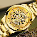 Miniatyrbillede 3 af 3: Dragon Sculpture Quartz Watch Luksus Mænd Stål Armbåndsur