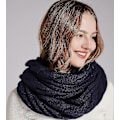Miniatyrbilde 4 av 5: Damers Tykk Ribbestrikket Vinter Infinity Circle Loop Skjerf Premium Twist Navy Blue