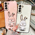 Miniatyrbilde 2 av 5: Zihaisheng Søt Kanin Holder Telefonbrakett Deksel For Huawei P Smart 2021 P20 P40 P30 Honor 50 Lite P50 Pro Y7A Y6P Y7P Y9S Plating Cover