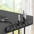 Miniatyrbilde 1 av 6: Desktop-kabelorganisering Silikon USB-kabelopptrekker black 3 clips