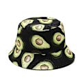 Miniatyrbilde 1 av 3: Unisex Vendbar Avokado Print Bøttehatt Solhatt For Menn Kvinner A Black