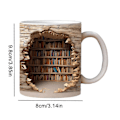 Miniatyrbillede 5 af 5: 3D Bogreol Kops - Cool Fødselsdag Jul Gave Til Ham Hendes - Keramik Kaffe Kop