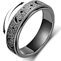 Miniatyrbillede 5 af 5: Titanium Rustfrit Stål Spinner Ringe Måne og Stjerne Fidget Ring Stresslindrende Angst Ring Forlovelse Bryllup Løfte Ring til Kvinder Mænd Størrelse 5-12
