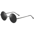 Miniatyrbillede 1 af 5: Vintage runde John Lennon polariserede solbriller til mænd Kvinder Circle Hippie Solbriller Black Lens-matte Black Frame