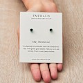 Miniatyrbillede 4 af 5: Maj (smaragd) fødselsstensøreringe i sterlingsølv og Zirconia® krystal